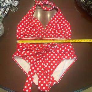 New in bag red and white polkadot bikini women’s 4XL